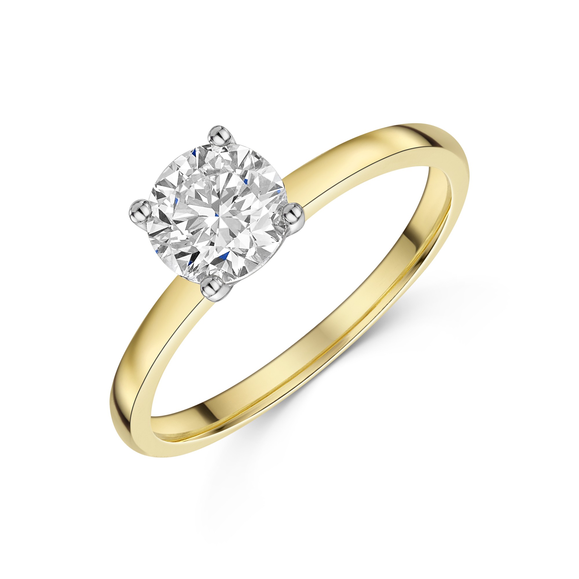 9ct Yellow Gold Round Brilliant 1.00ct Lab Diamond 4 Claw Solitaire