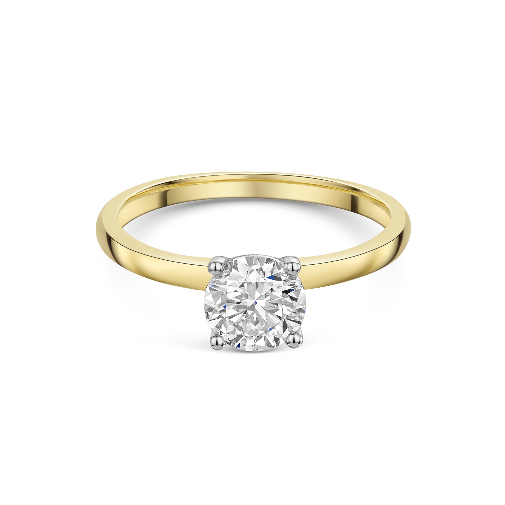 9ct Yellow Gold Round Brilliant 1.00ct Lab Diamond 4 Claw Solitaire