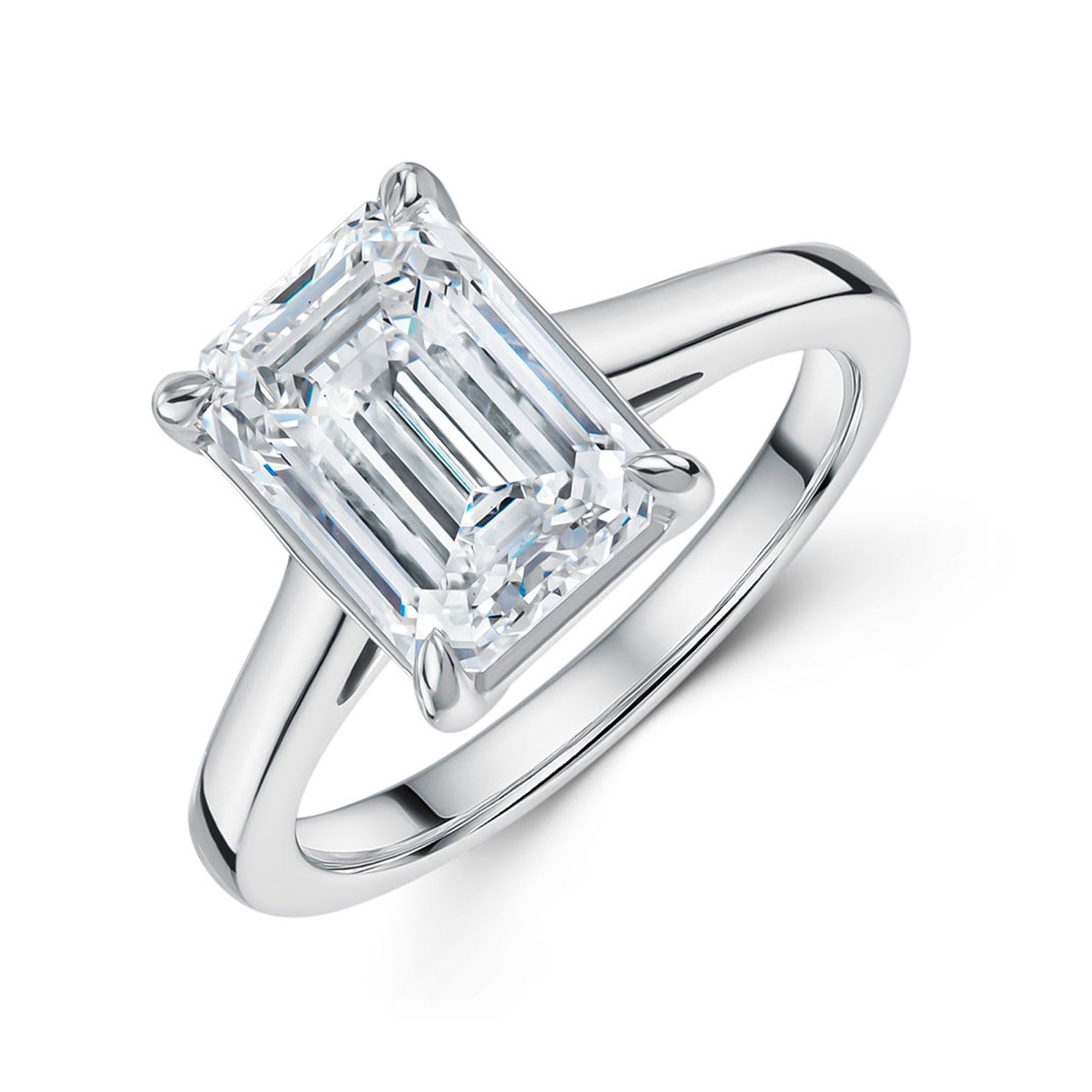 Platinum Emerald Cut Lab Grown Diamond Solitaire Ring