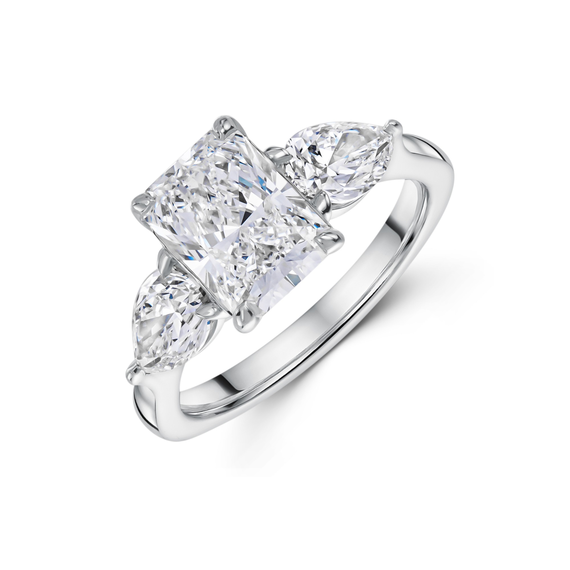 Platinum Lab Grown Radiant and Pear Cut Stone Diamond