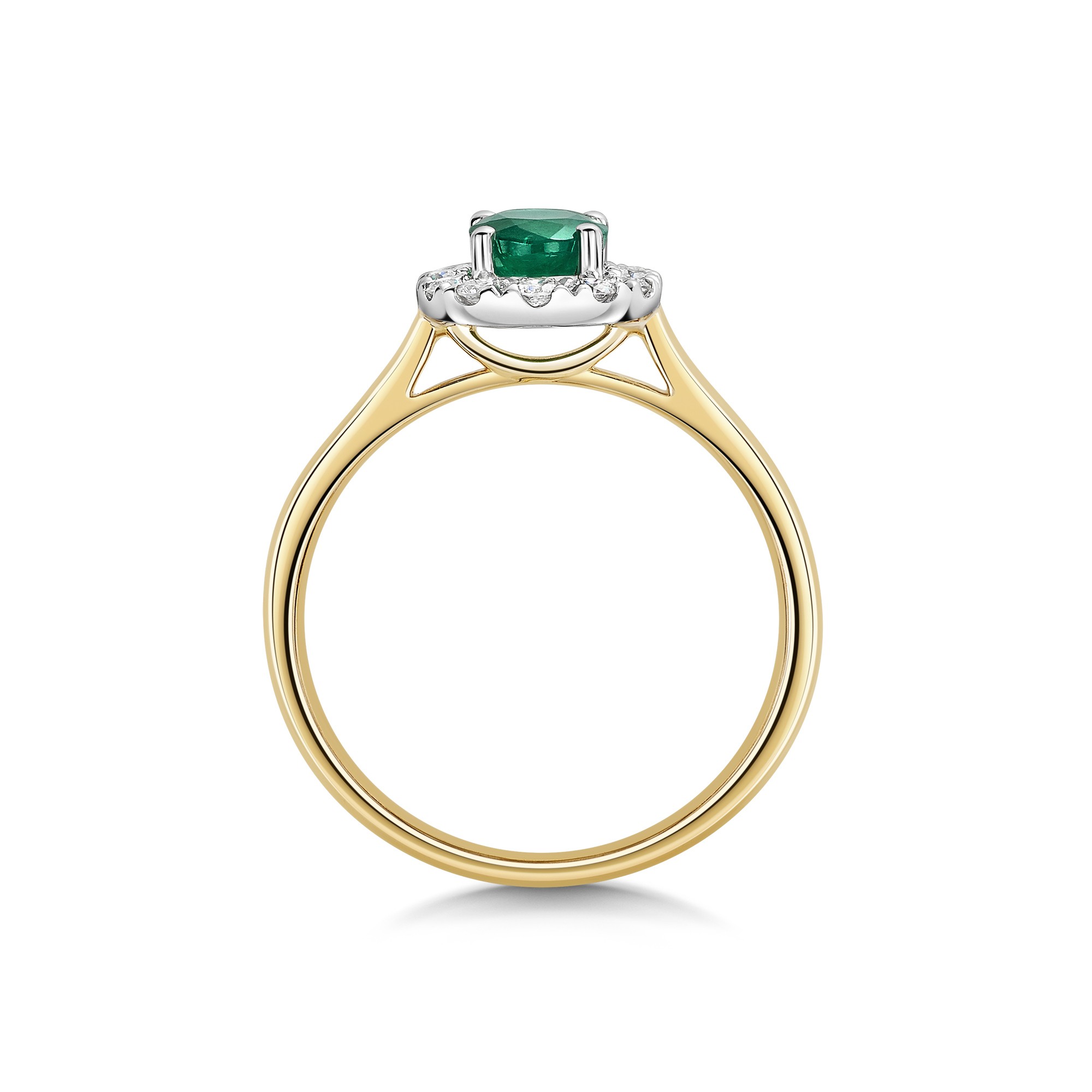 9ct Yellow Gold 0.76ct Oval Emerald with Lab Grown Diamond Halo ...