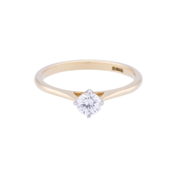 18ct Yellow Gold 0.33ct Round Brilliant Diamond Solitaire Engagement Ring