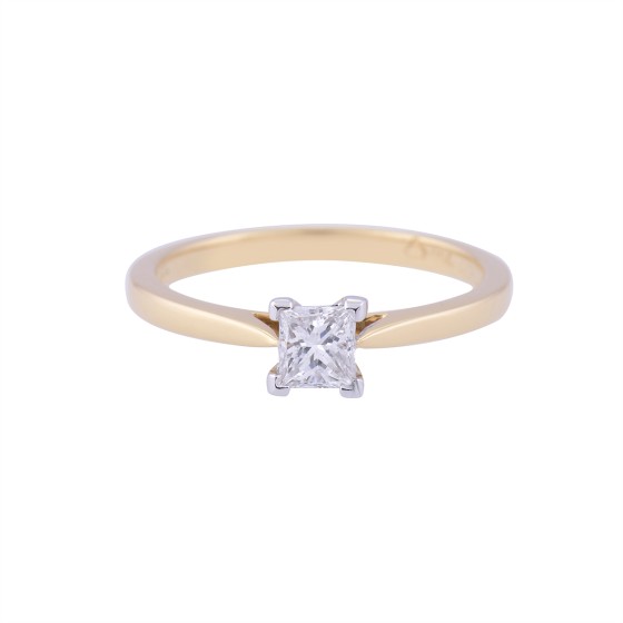 18ct Yellow Gold 0.33ct Princess Cut Diamond Solitaire Ring