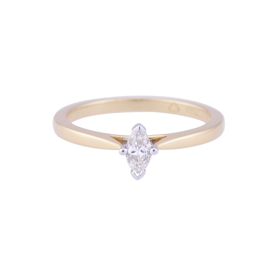 18ct Yellow Gold 0.20ct Marquise Cut Diamond  Solitaire Ring