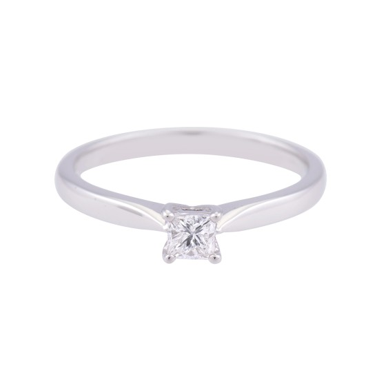18ct White Gold 0.25ct Princess Cut Diamond Solitaire Ring