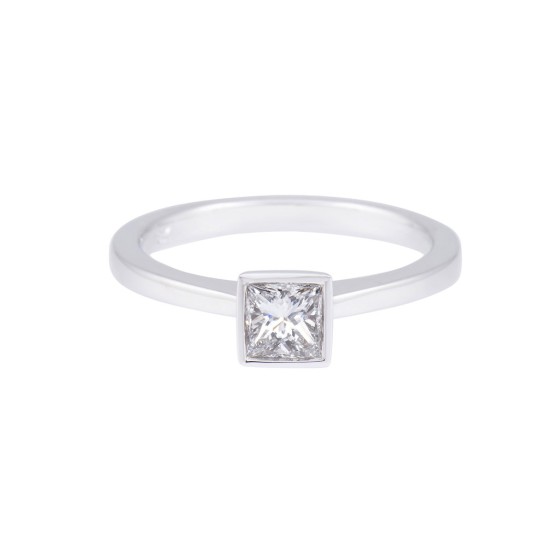 18ct White Gold 0.42ct Princess Cut Diamond Solitaire Ring
