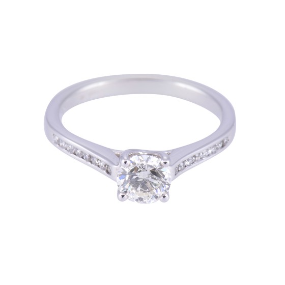 18ct White Gold Round Brilliant Diamond Solitaire with Channel Set Diamond Shoulders, Approx. 0.95ct Total Weight