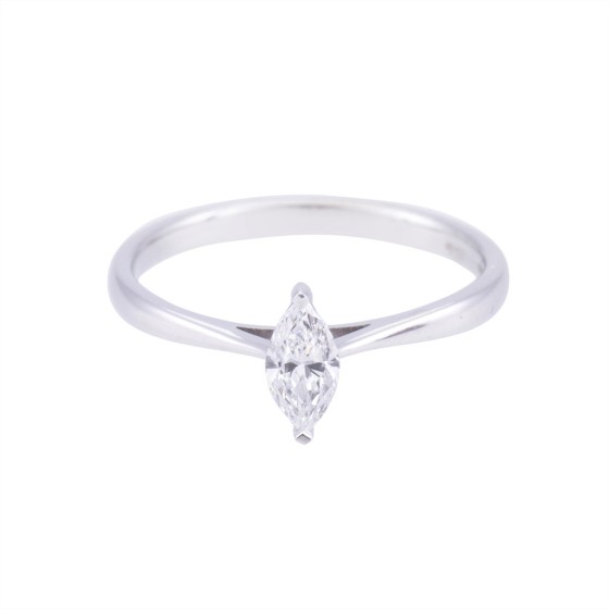 18ct White Gold 0.33ct Marquise Cut Diamond Solitaire Ring