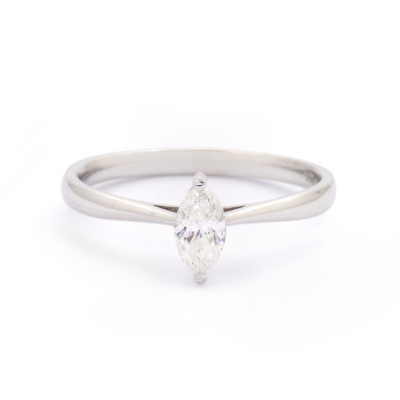 18ct White Gold 0.40ct Marquise Cut Diamond Solitaire Ring