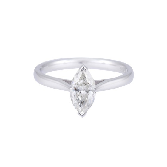 18ct White Gold 1.00ct Marquise Cut Diamond Solitaire Ring