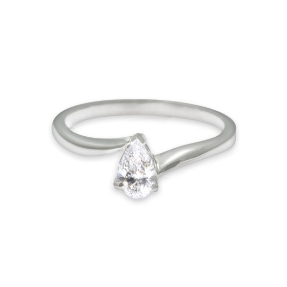 18ct White Gold 0.33ct Pear Shape Diamond Solitaire Ring