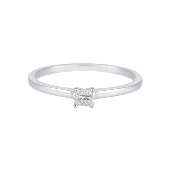 Platinum 0.15ct Princess Cut Diamond Solitaire Ring