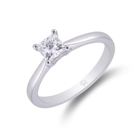 Platinum Princess Cut 0.75ct Diamond Solitaire Ring