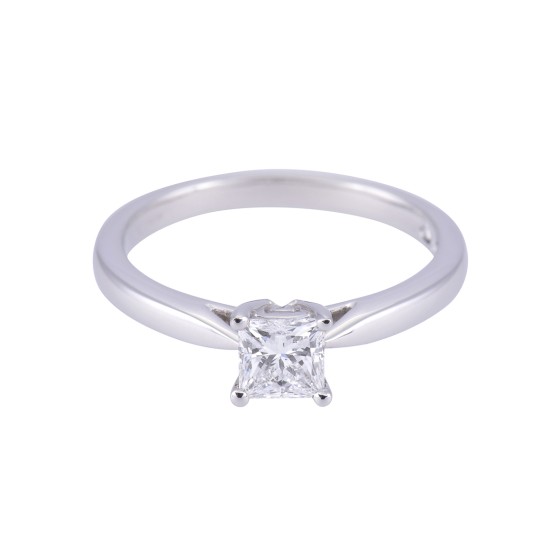 Platinum 0.50ct Princess Cut Diamond Solitaire Ring
