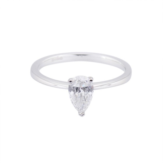 Platinum 0.60ct Pear Shape Diamond Solitaire Ring