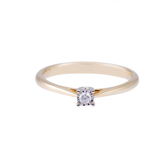 9ct Yellow Gold 0.05ct Diamond Solitaire Ring