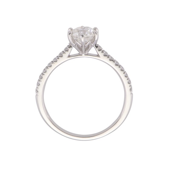 Platinum Round Brilliant Diamond Fancy Solitaire with Diamond Shoulders, Approx. 0.95ct Total Weight
