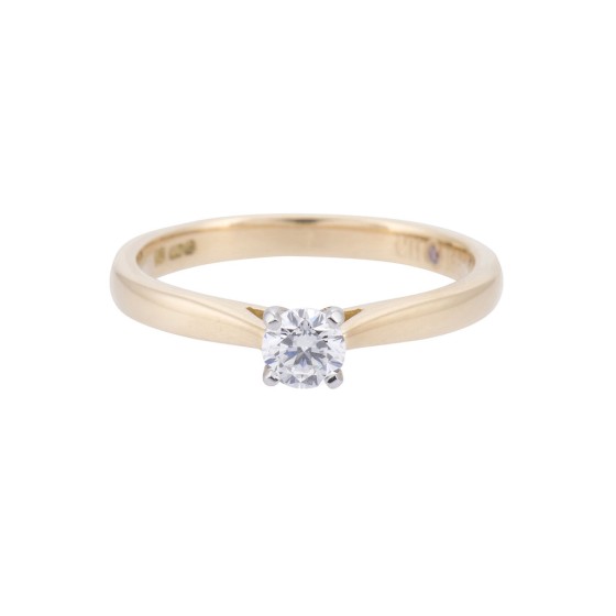 Certificated 18ct yellow gold approx 0.27ct round brilliant diamond solitaire ring