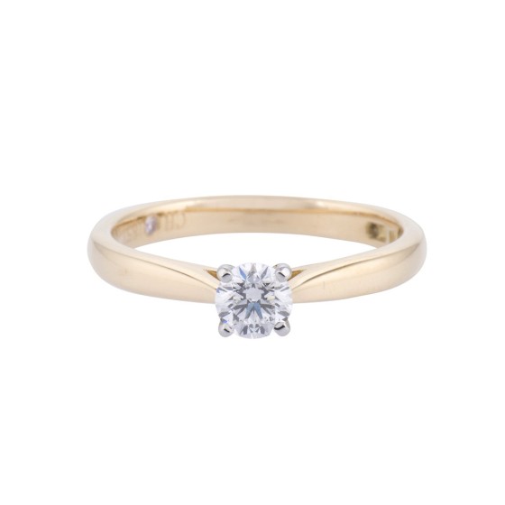 Certificated 18ct yellow gold approx 0.30ct round brilliant diamond solitaire ring