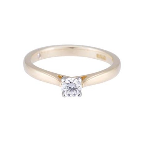 Certificated 18ct yellow gold approx 0.25ct round brilliant diamond solitaire ring