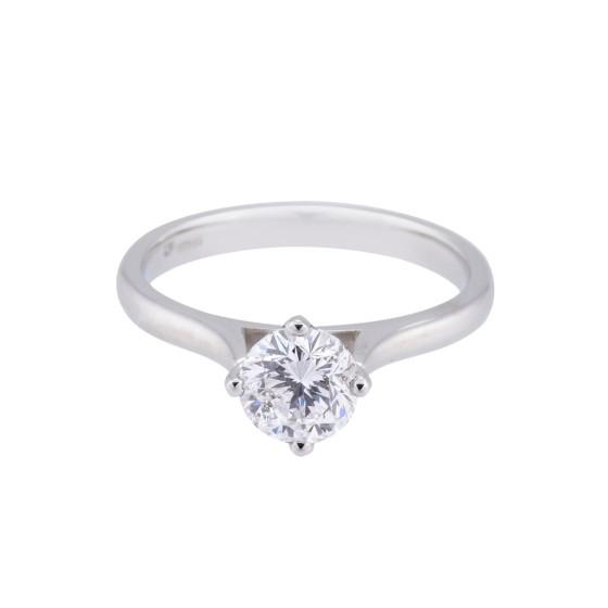 Certifcated Platinum Approximately 1.00ct Round Brilliant Diamond Engagement Ring