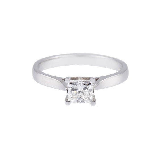 Certificated Platinum 0.75ct Princess Cut Diamond Solitaire Ring