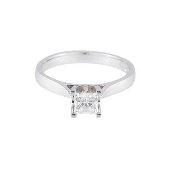 Certificated Platinum 0.51ct Princess Cut Diamond Solitaire Ring