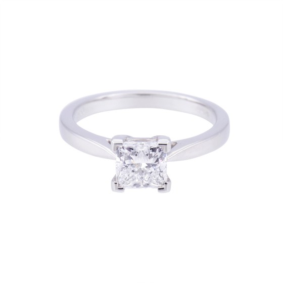 Certificated Platinum Approx. 1.10ct Princess Cut Diamond Engagement Ring
