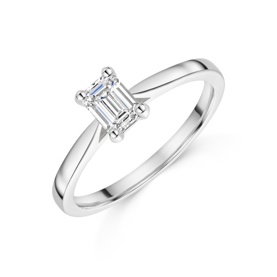 Platinum 1.00ct Emerald Cut Diamond Solitaire Ring