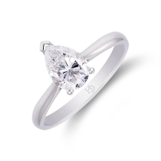 Platinum Pear Cut 1.00ct Diamond Solitaire Ring