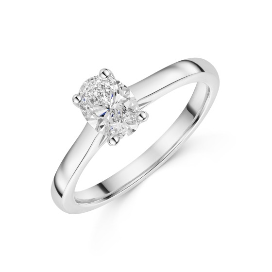 Platinum Oval 0.75ct Diamond Solitaire Ring