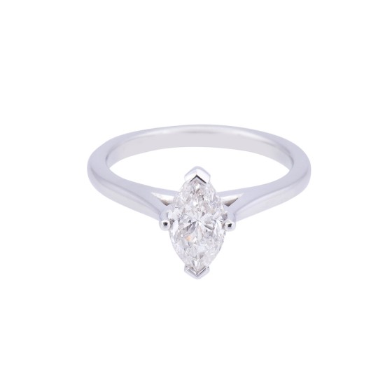 Certificated Platinum Approx 1.00ct Marquise Cut Diamond Solitaire Ring
