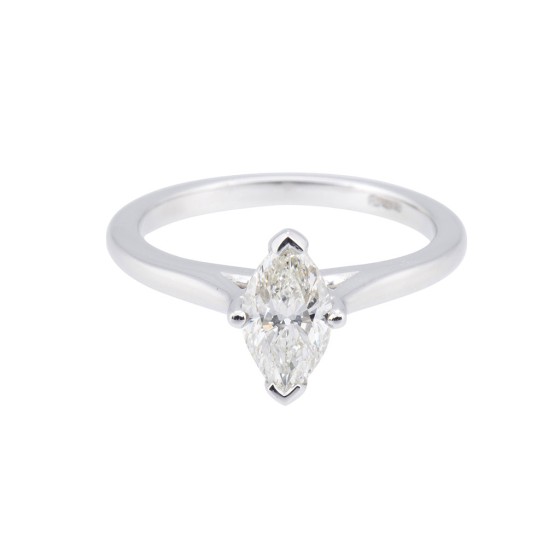 Certificated Platinum Approx 1.00ct Marquise Cut Diamond Solitaire Ring