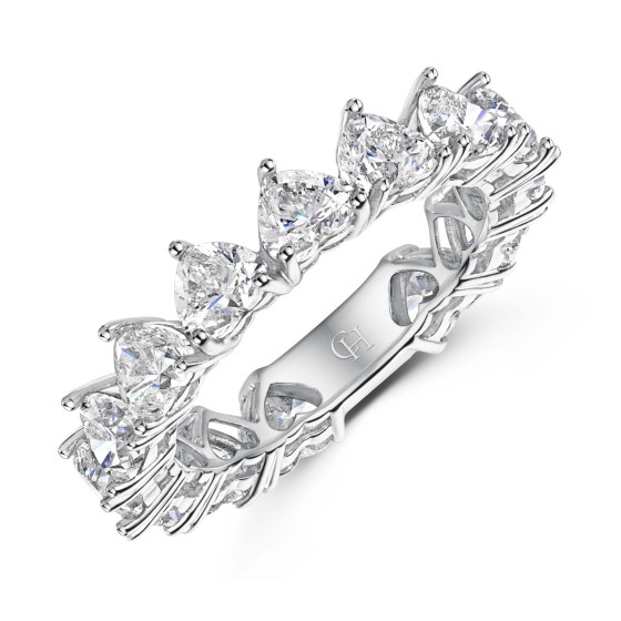 18ct White Gold Heart Cut 4.25ct Diamond Eternity Ring