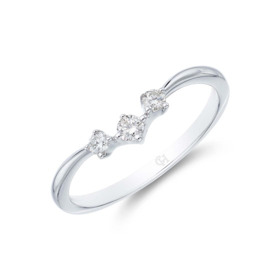 9ct White Gold 0.11ct Diamond Trilogy Wishbone Eternity Ring 