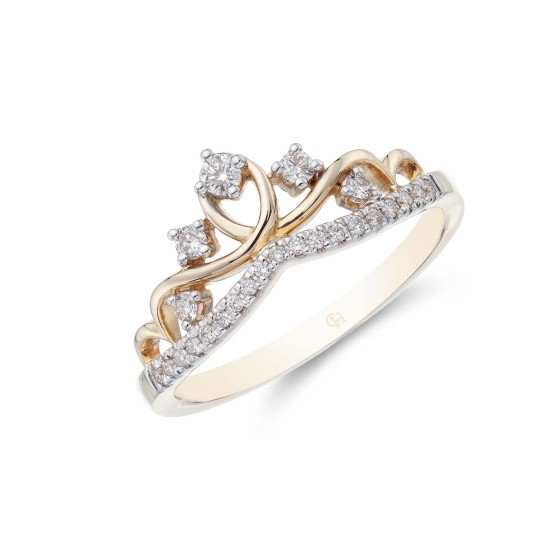 9ct Yellow Gold 0.19ct Princess Wishbone Diamond Ring