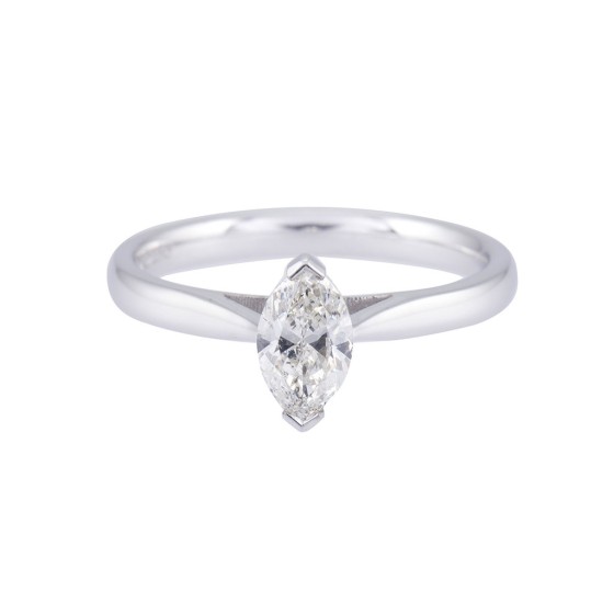 18ct White Gold 0.75ct Marquise Cut Diamond Solitaire Ring