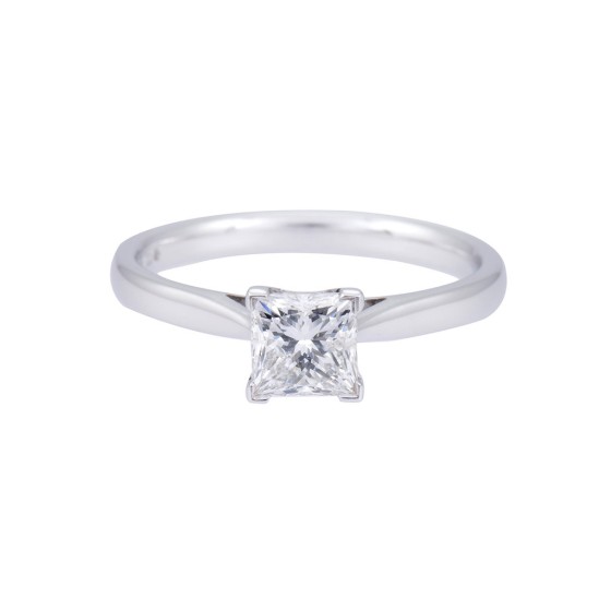 18ct White Gold 1.00ct Princess Cut Diamond Solitaire Ring