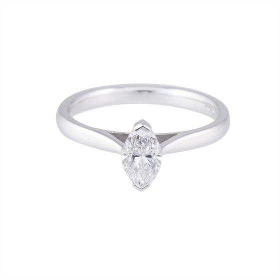 18ct White Gold 0.80ct Marquise Cut Diamond Solitaire Ring