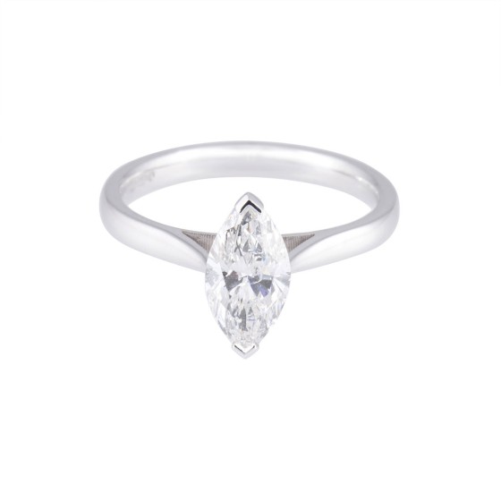18ct White Gold 1.00ct Marquise Cut Diamond Solitaire Ring