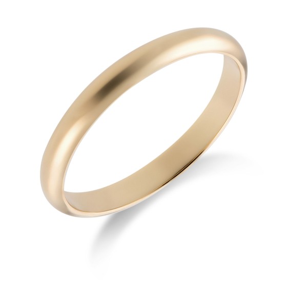 18ct Yellow Gold D-Shape 2.5mm Wedding Ring