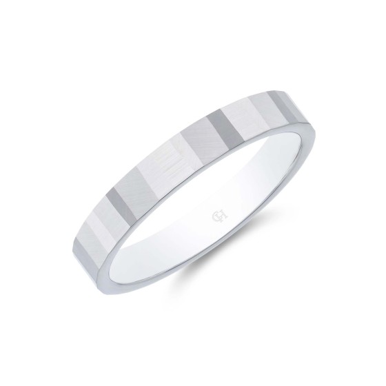 9ct White Gold Textured Wedding Ring 3.5mm