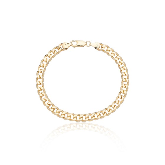 Silver Yellow Gold Plated 6.2mm Curb Bracelet 