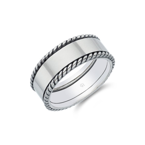 Sterling Silver Rope Edge Pattern Ring 1