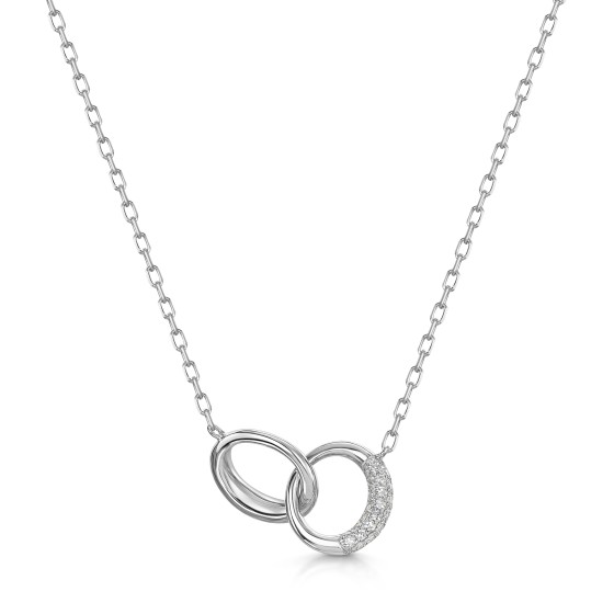 9ct White Gold Round Brilliant 0.50ct Diamond Interlocking Oval Pendant