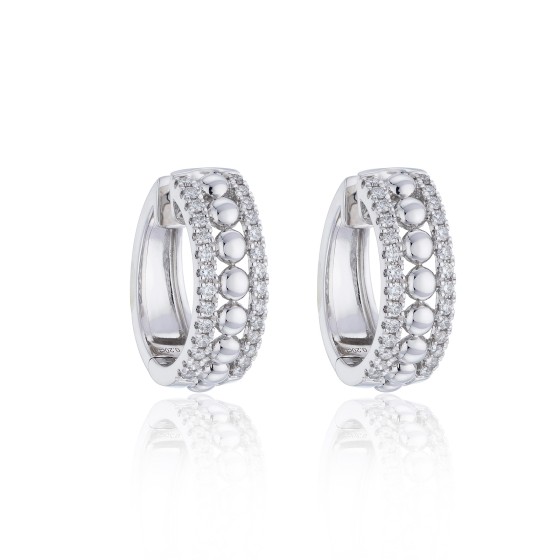 18ct White Gold Round Brilliant 0.40ct Diamond Fancy Hoop Earrings