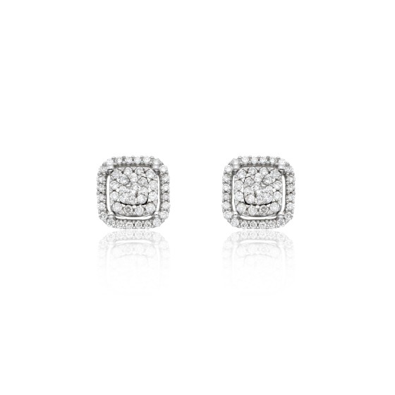 9ct White Gold Brilliant Cut 0.50ct Diamond Cluster Earrings 