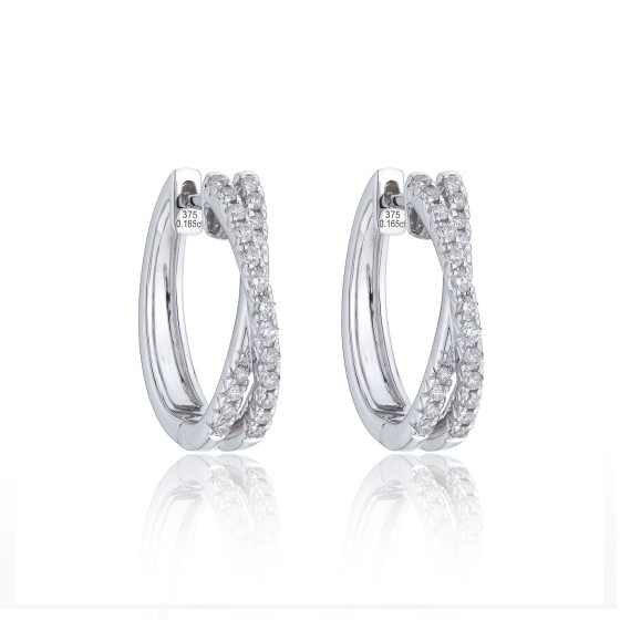 9ct White Gold 0.33ct Round Brilliant Cut Diamond Earrings