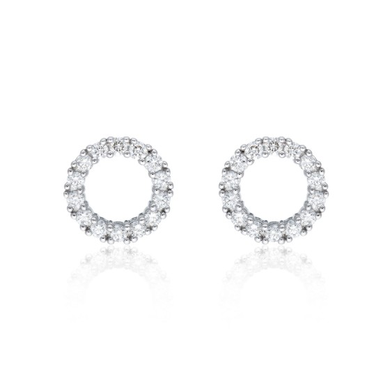 18ct White Gold 0.80ct Round Brilliant Diamond Fancy Circle Earrings