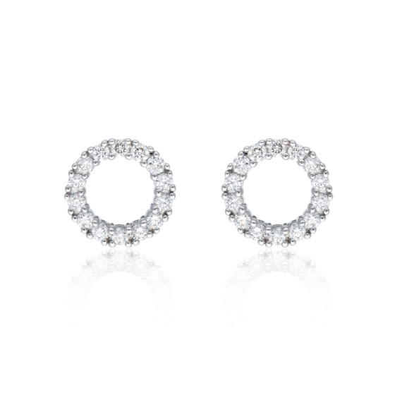 18ct White Gold 0.80ct Round Brilliant Diamond Fancy Circle Earrings